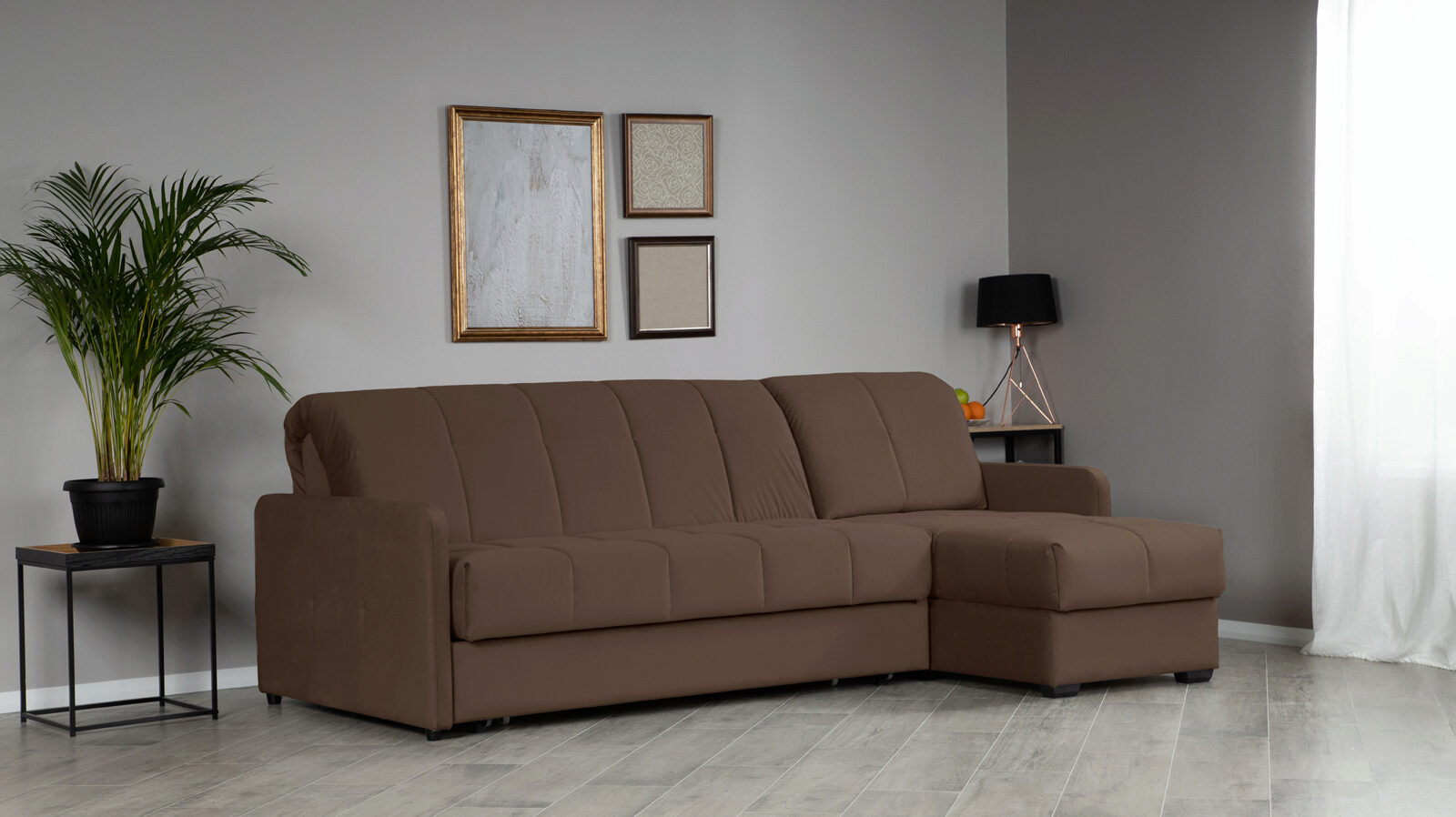 фото Угловой диван domo pro с узкими подлокотниками, стежка квадрат askona