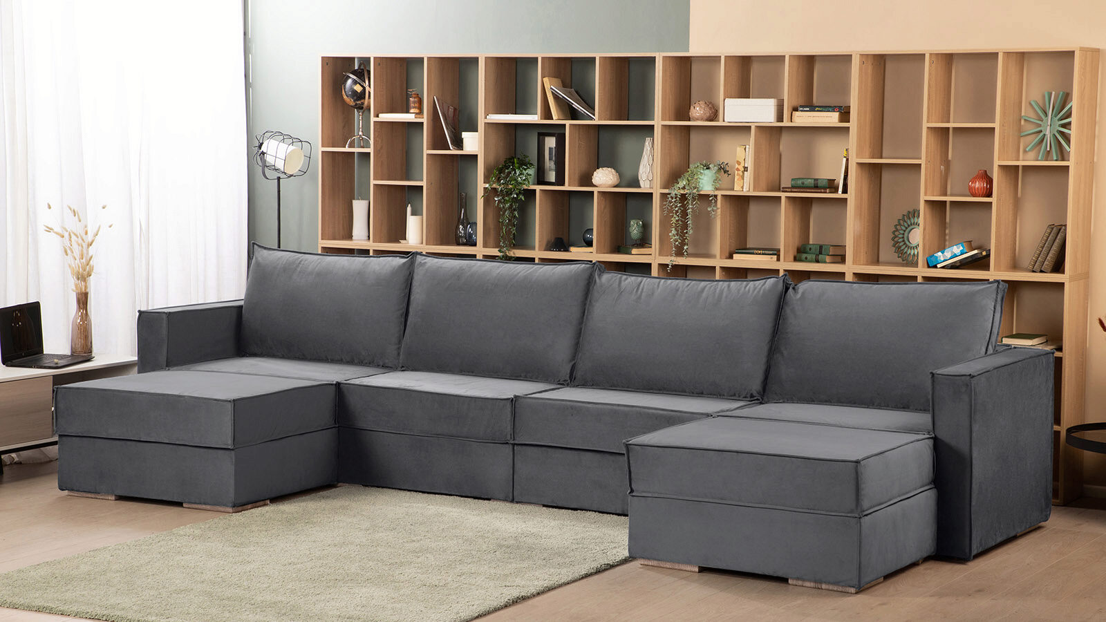 Модульный диван Hero 6-секционный с 2 пуфами модульный диван hero 6 секционный с 2 пуфами
