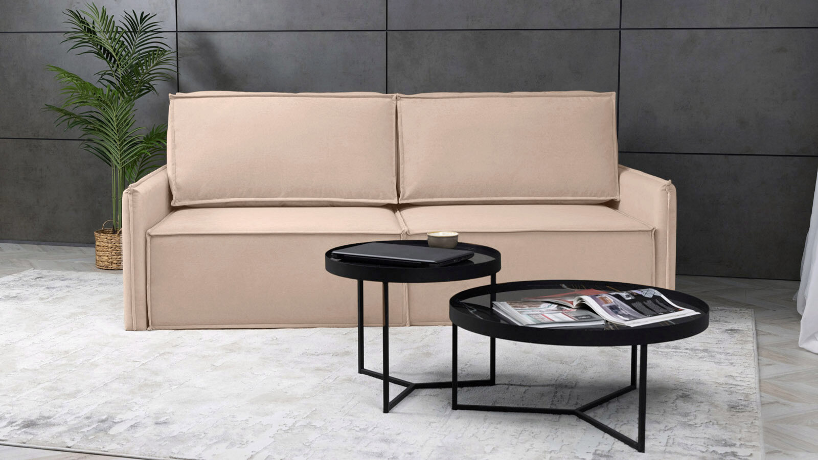 Прямой диван Klark 2 секционный с узкими подлокотниками модульный диван hero 6 секционный с 2 пуфами
