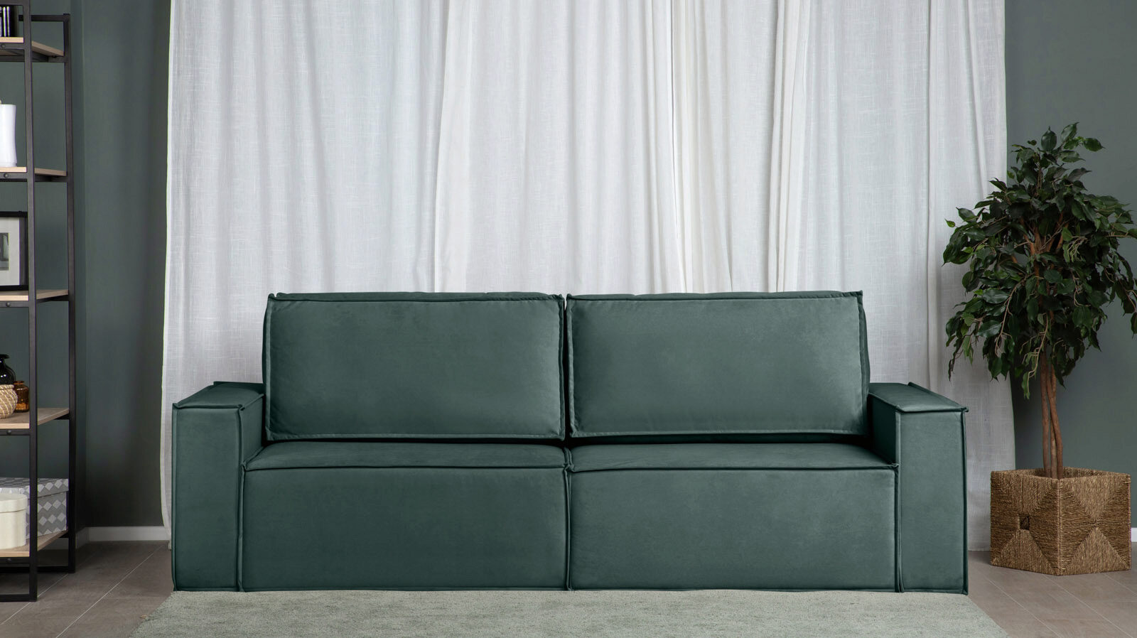 Прямой диван Klark 2 секционный с широкими подлокотниками