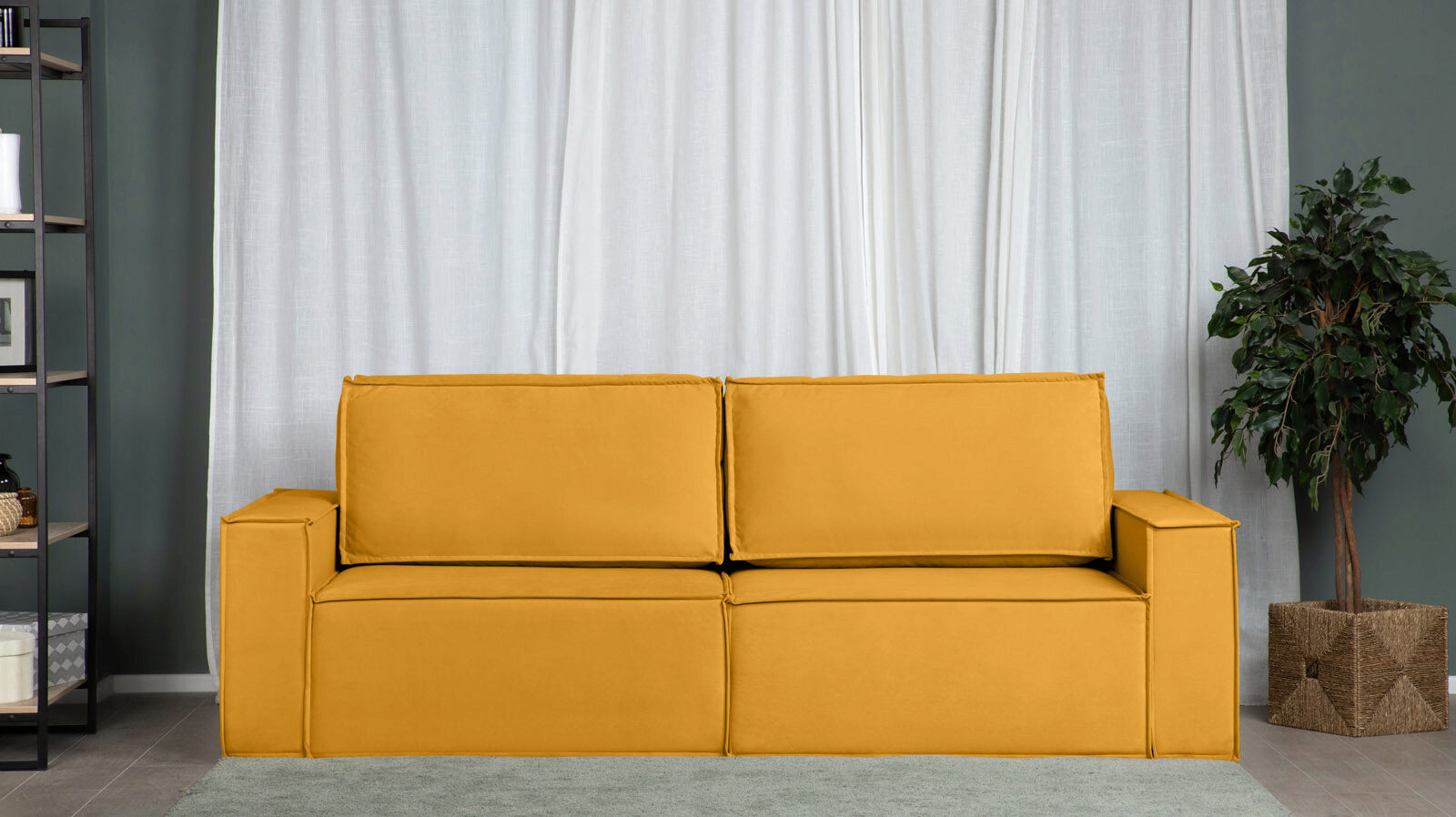 Прямой диван Klark 2 секционный с широкими подлокотниками модульный диван hero 6 секционный с 2 пуфами