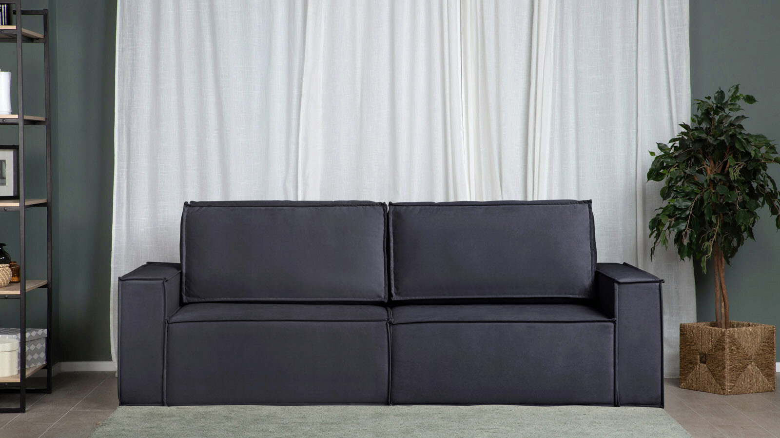 Прямой диван Klark 2 секционный с широкими подлокотниками модульный диван hero 6 секционный с 2 пуфами