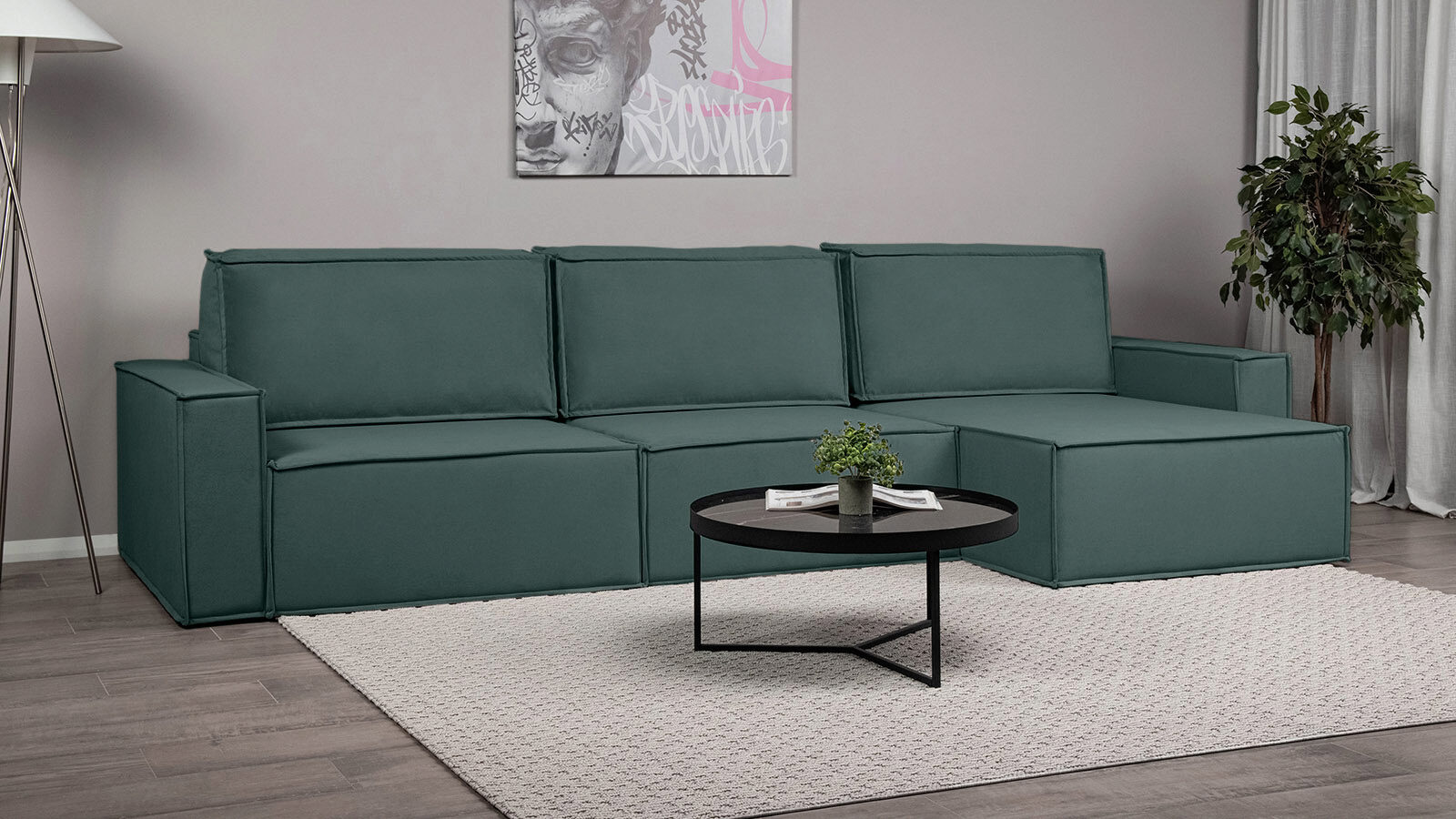Угловой диван Klark 3 секционный с широкими подлокотниками Askona, цвет 957fbae1911bc54a2adeab0f0e4a38c1