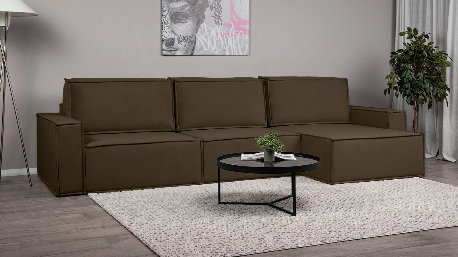 Угловой диван Klark 3 секционный с широкими подлокотниками Askona, цвет 957fbae1911bc54a2adeab0f0e4a38c1