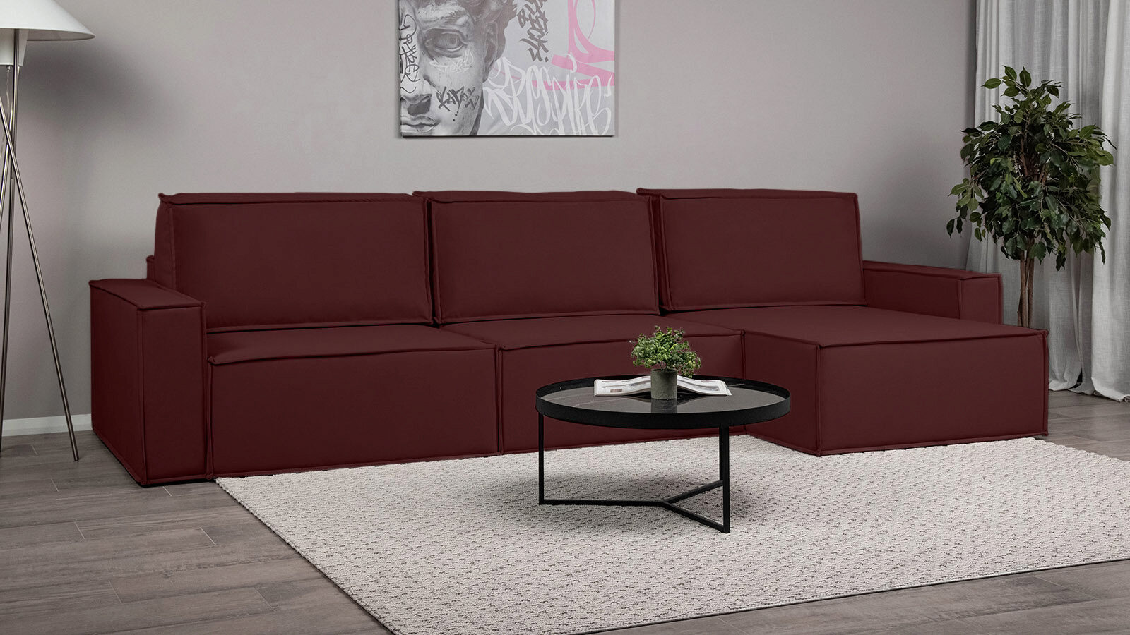 фото Угловой диван klark 3 секционный с широкими подлокотниками askona