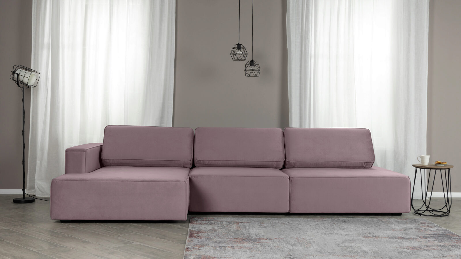 фото Угловой диван ralf трехместный, с подлокотником l casanova lilac askona