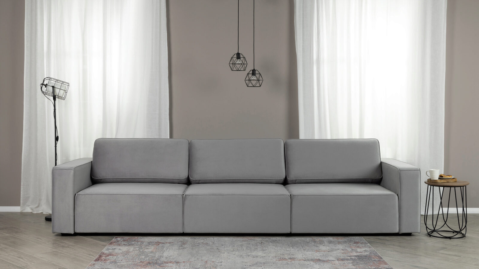 фото Прямой диван ralf трехместный, с подлокотниками sky velvet 08 askona