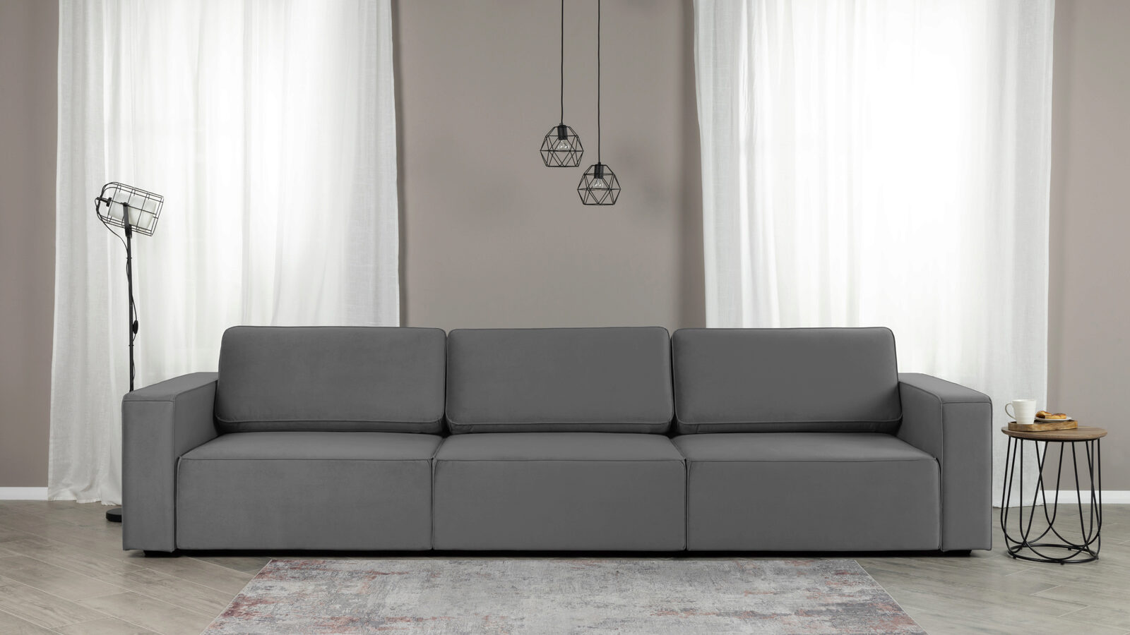 фото Прямой диван ralf трехместный, с подлокотниками sky velvet 16 askona