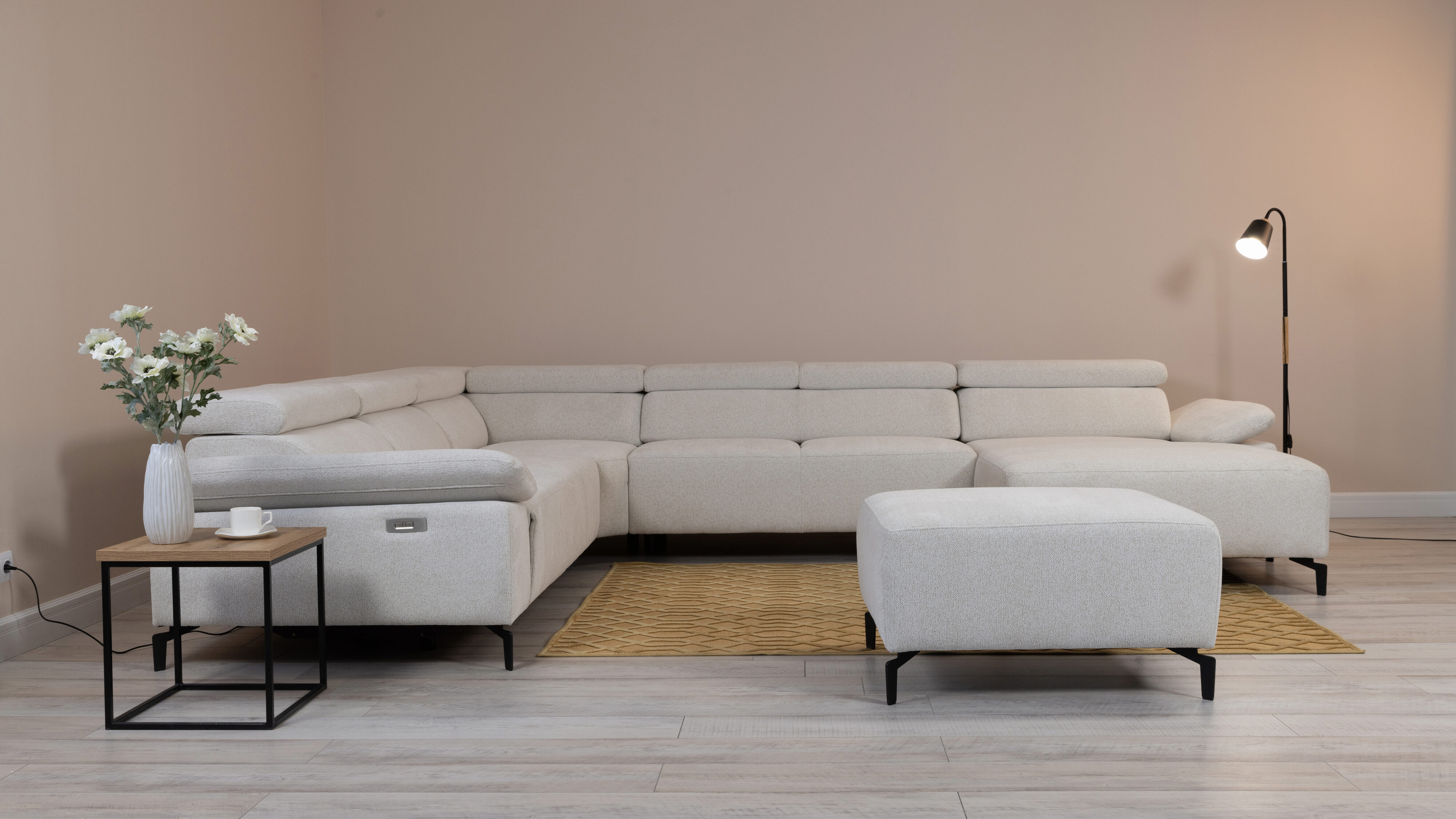 фото П-образный диван square new с реклайнером слева askona