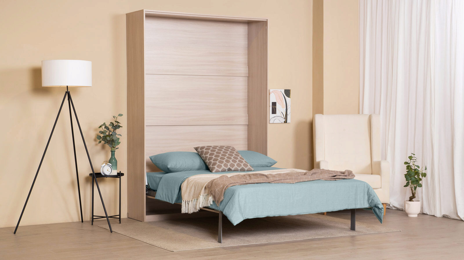 фото Кровать откидная вертикальная smart comfort, цвет ясень askona