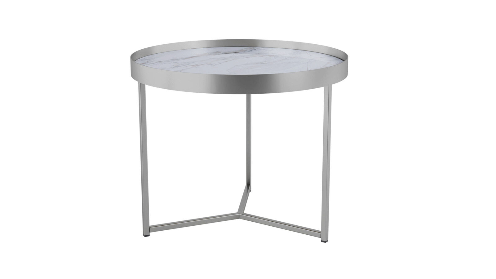 Журнальный стол Frimont, цвет белый/хром тарелка стеклянная пирожковая доляна марбл белый d 17 5 см белый