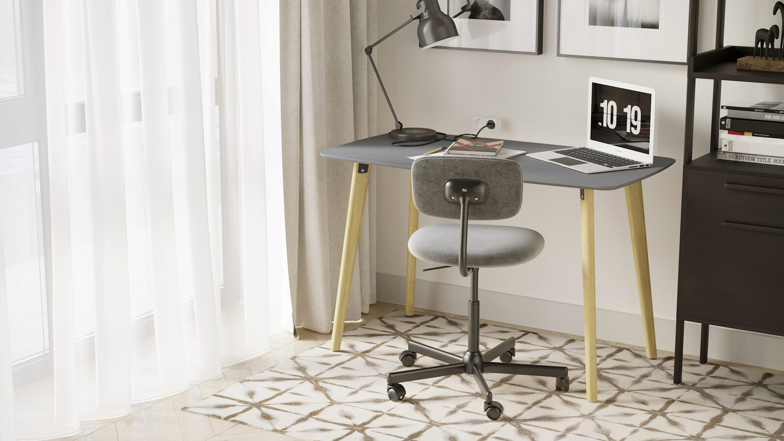 Стол рабочий Line Quadro, цвет графит+дуб янтарный стол рабочий line quadro белый дуб янтарный