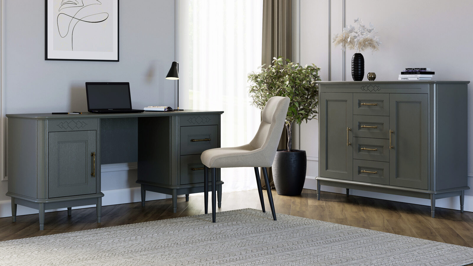 Офис Morro, цвет Серый домашний офис со стеклянным шкафом trendy
