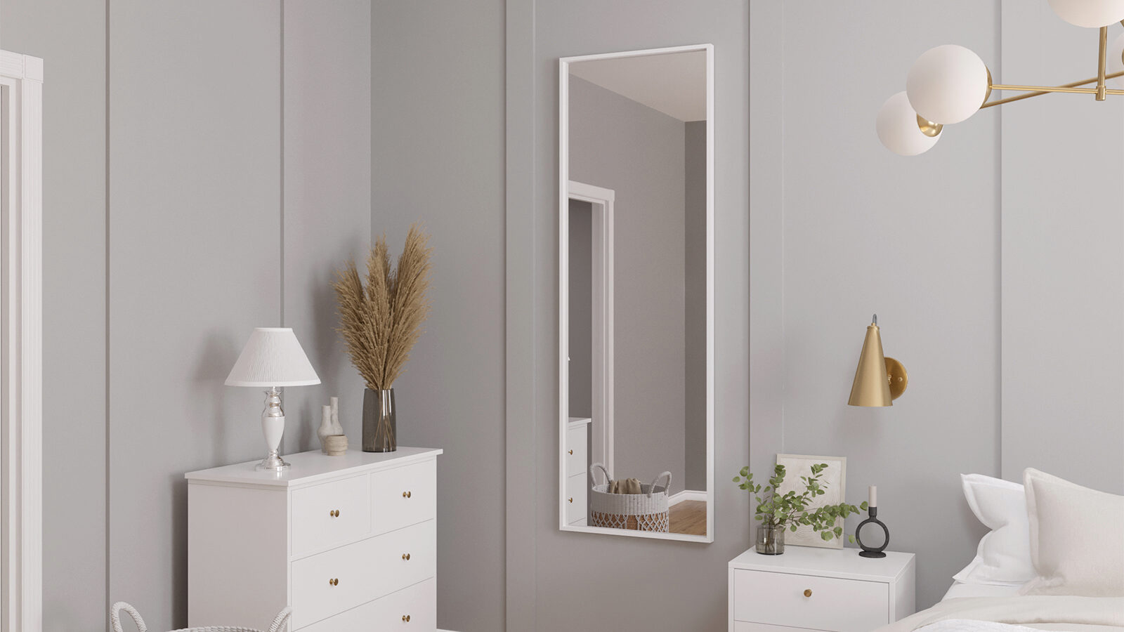 Зеркало Rima 180x60, цвет Белый зеркало шкаф comforty модена м 90 белый матовый