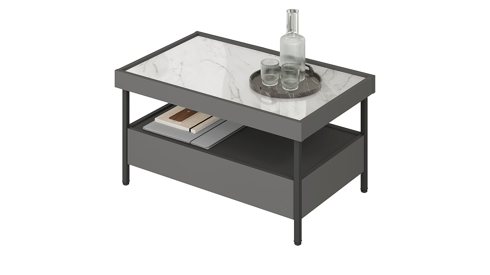 Журнальный стол Lothar, цвет Черный Графит + Мрамор светлый стол книжка ст 02 360 1710 ×805×750 мм бодега тёмный бодега светлый