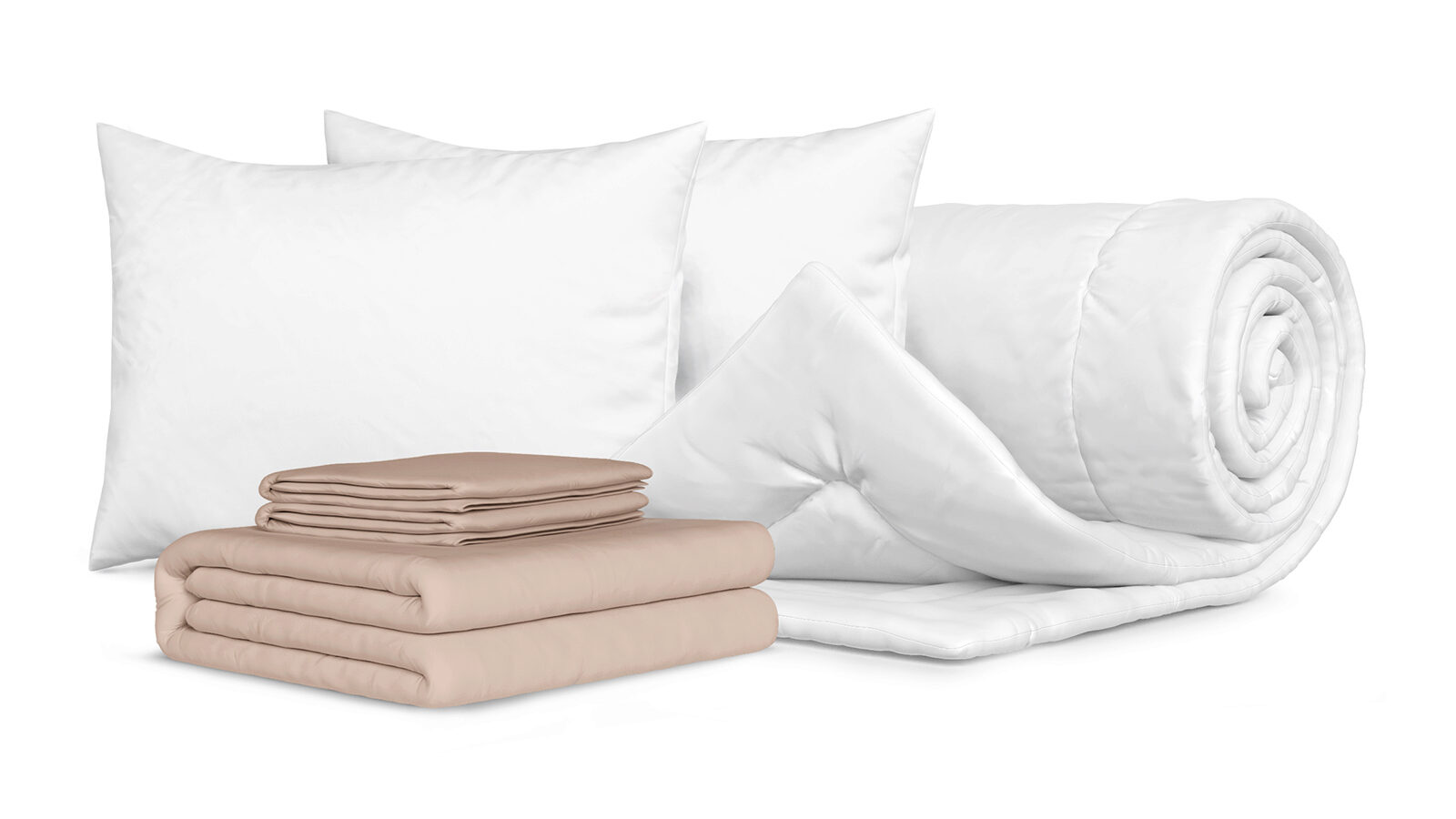 Комплект Одеяло Beat + 2 Подушка Sky + Комплект постельного белья Comfort Cotton, цвет: Льняной