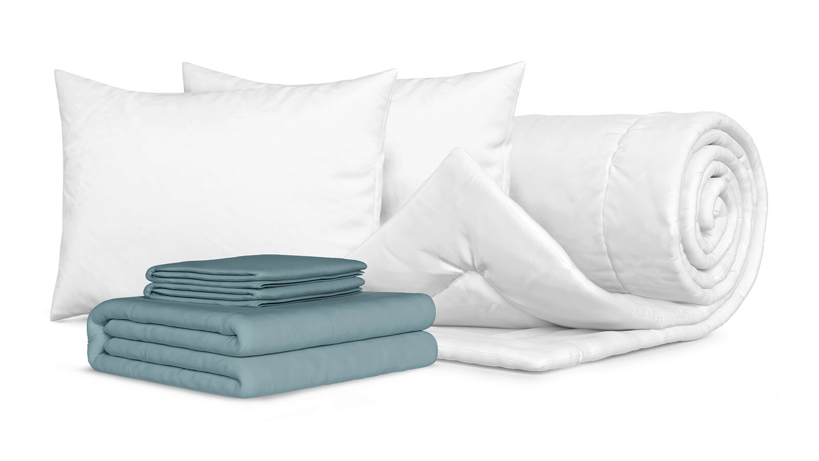 Комплект Одеяло Beat + 2 Подушка Sky + Комплект постельного белья Comfort Cotton, цвет: Серо-голубой набивная подушка comfort goose