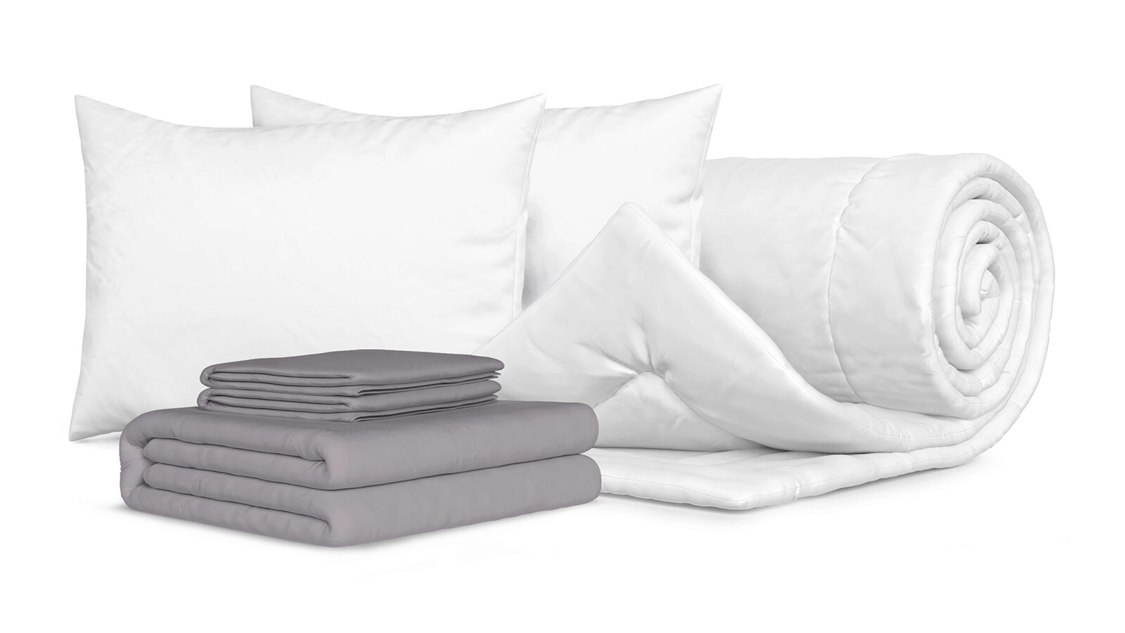Комплект Одеяло Beat + 2 Подушка Sky + Комплект постельного белья Comfort Cotton, цвет: Светло-серый