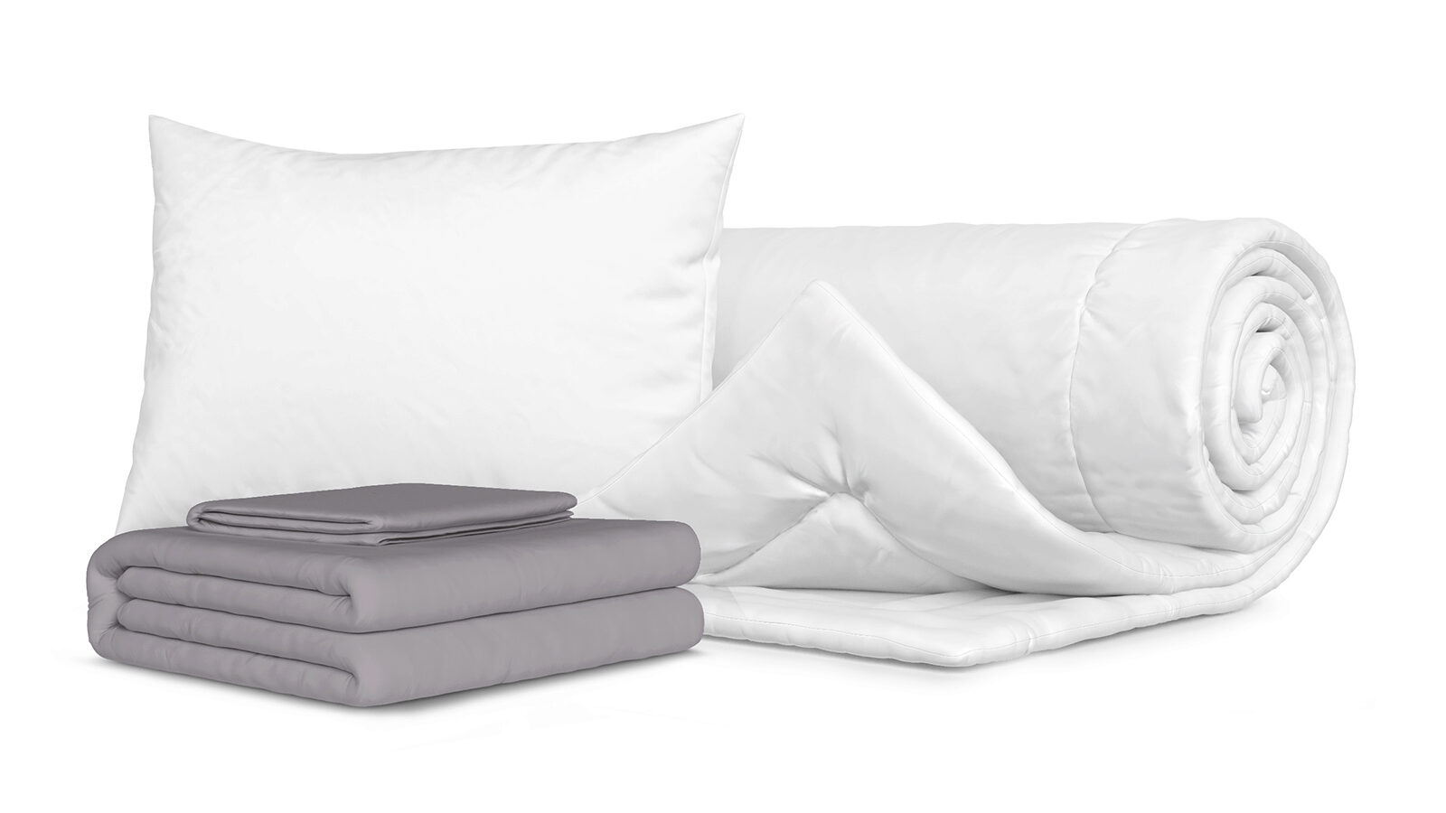 простыня на резинке comfort cotton светло серый Комплект Одеяло Beat + Подушка Sky + Комплект постельного белья Comfort Cotton, цвет: Светло-серый