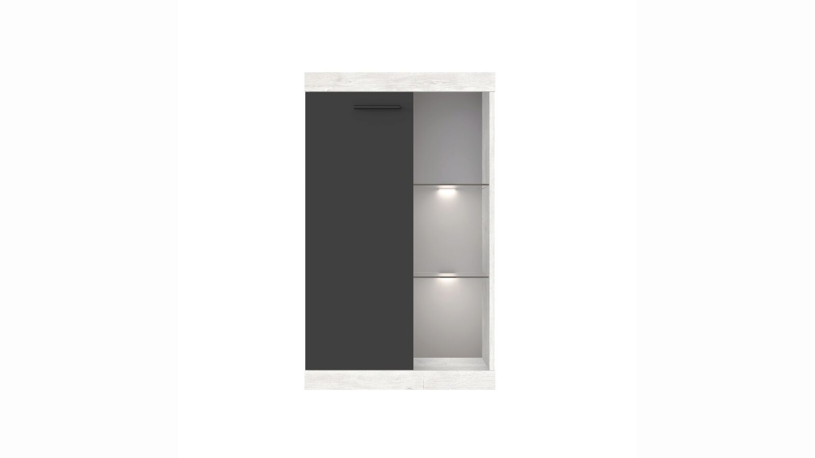 Шкаф однодверный со стеклом Linn, цвет Сосна рандерс+Вольфрам шкаф купе 3 х дверный max 222 2400×600×2300 мм ясень анкор светлый стекло чёрное