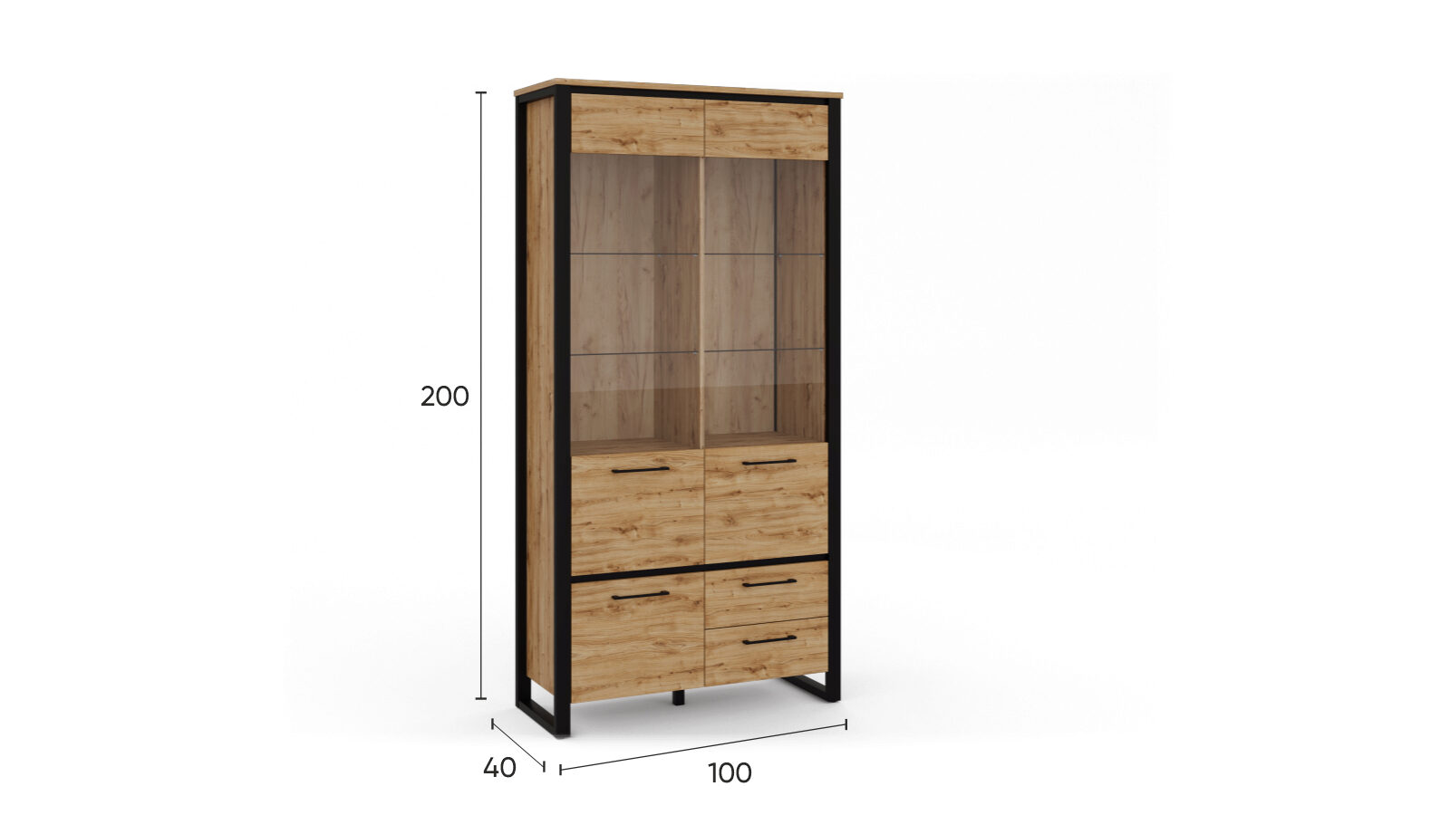 Шкаф трехдверный со стеклом и ящиками Tora, цвет Дуб наварра рама со стеклом дерево коричневая 21 х 30 см