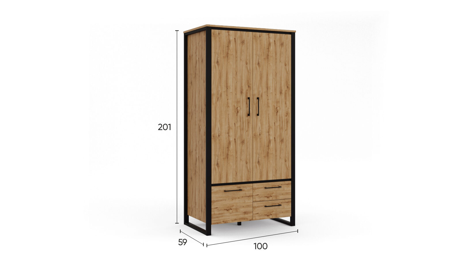 Шкаф трехдверный с ящиками Tora, цвет Дуб наварра шкаф 2 х дверный с ящиками далиан 852 × 434 × 2164 мм дуб сонома сroko braun