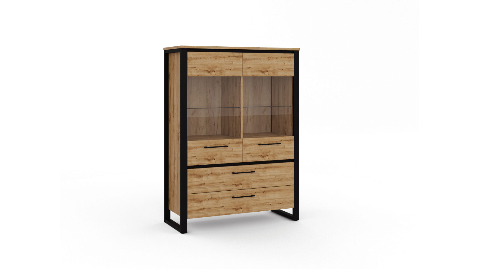 Шкаф двухдверный с ящиками со стеклом Tora, цвет Дуб наварра рама со стеклом дерево коричневая 21 х 30 см