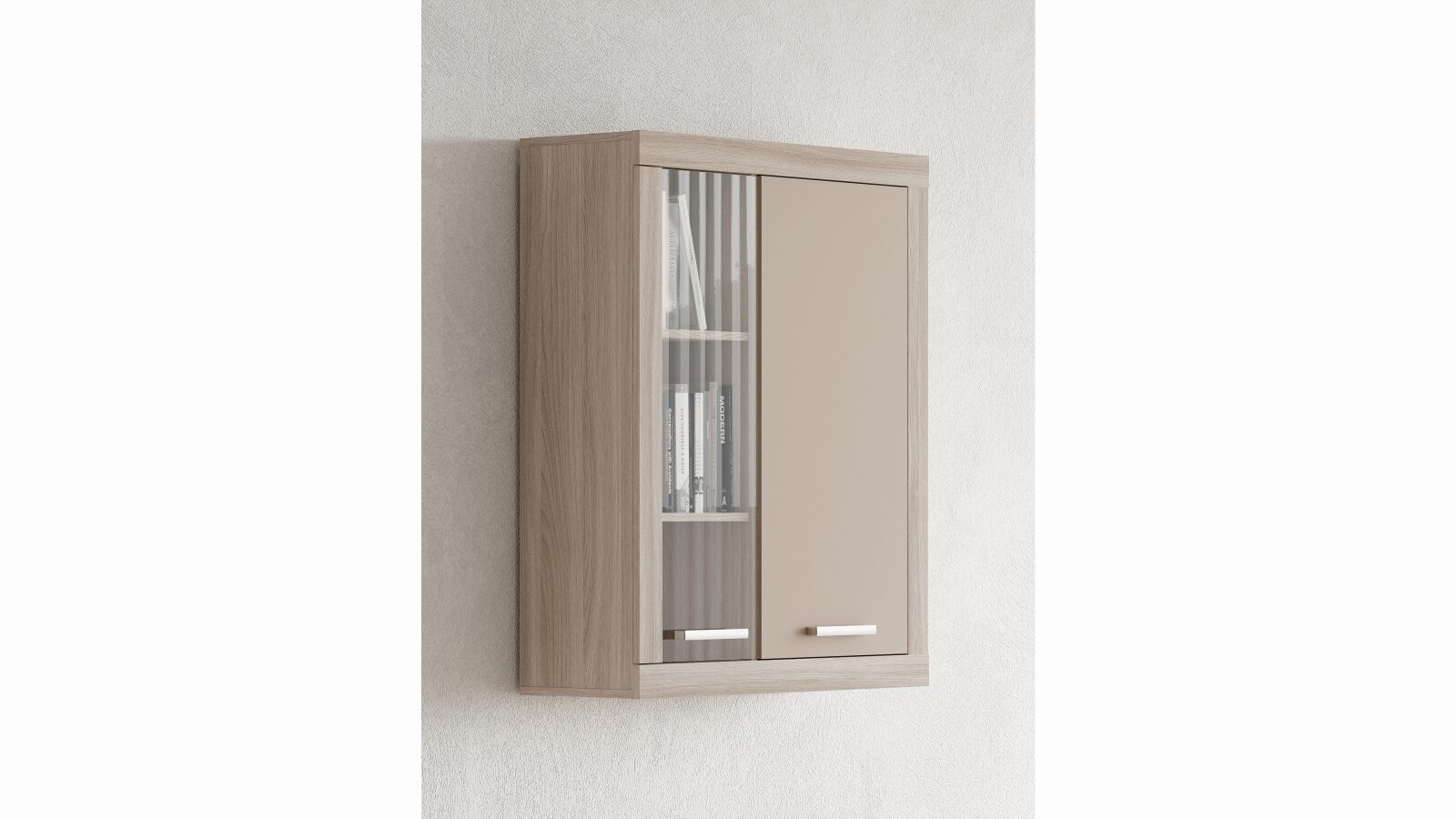 Шкаф навесной со стеклом Tiss, цвет Ясень шимо+Капучино дверь для бани со стеклом косое стекло 170×70см