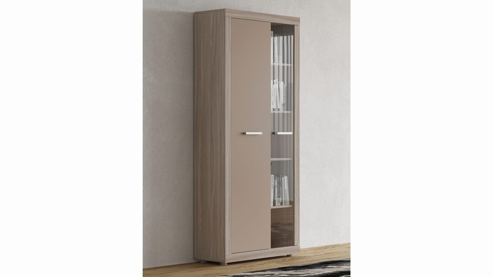 Шкаф двухдверный со стеклом Tiss, цвет Ясень шимо+Капучино заплатки для одежды 15 5 × 9 5 см термоклеевые пара цвет темно серый