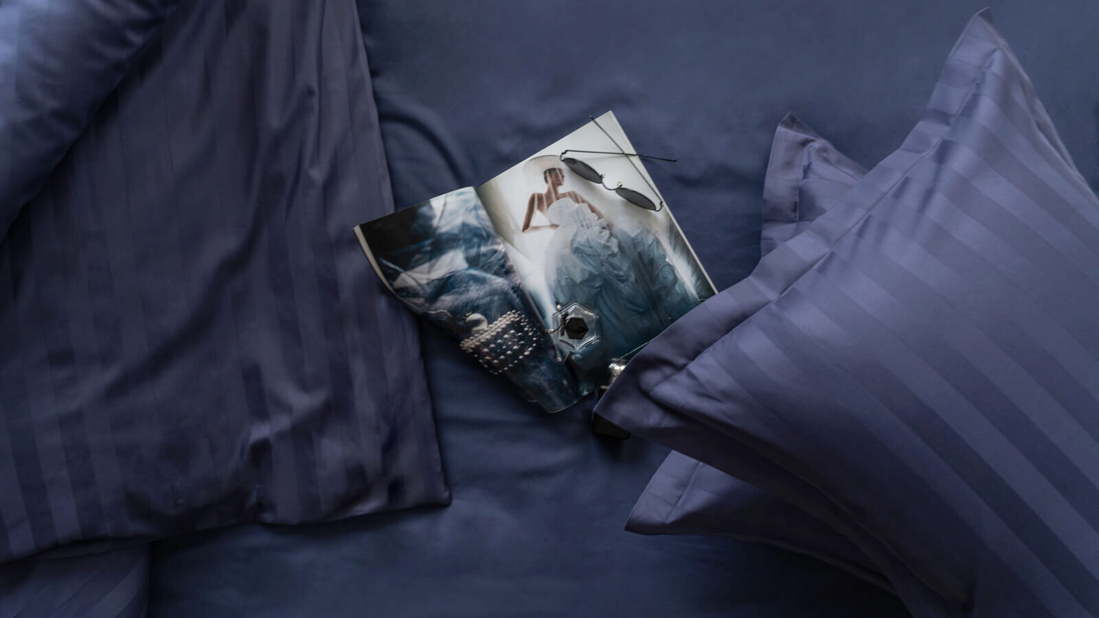 Комплект постельного белья Stripe Глубокий синий комплект постельного белья maco sateen синий топаз